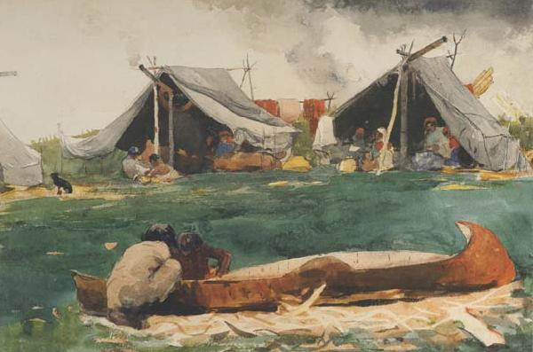 Winslow Homer Montagnais Indians (Making Canoes) (mk44)